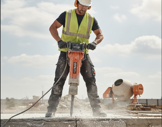 Belle Group hydraulic concrete breaker undergoing routine maintenance